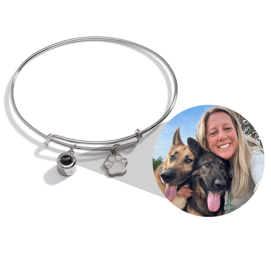Personlig armring med pote charm og foto